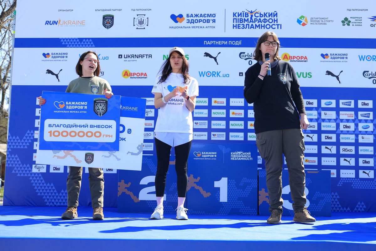 Мережа аптек «Бажаємо здоров’я» підтримала Київський півмарафон Незламності 2025 та медичний добровольчий батальйон «Госпітальєри» благодійним внеском у 1 млн грн