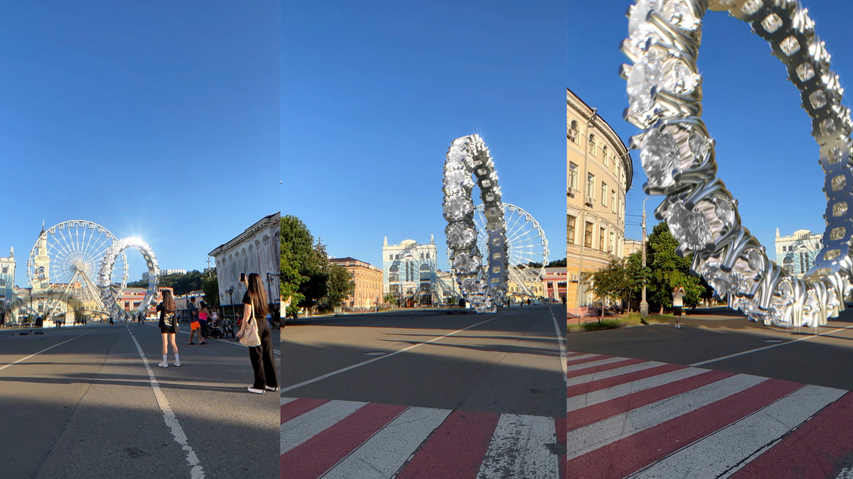 Гигантское кольцо от SOVA “прокатилось” по Подолу: видео, которое облетело весь мир