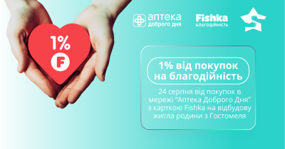 1% от покупок в Аптека Доброго Дня с карточкой Fishka на благотворительность