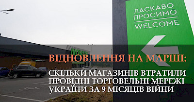 Відновлення на марші: скільки магазинів втратили провідні торговельні мережі України за 9 місяців війни (інфографіка)