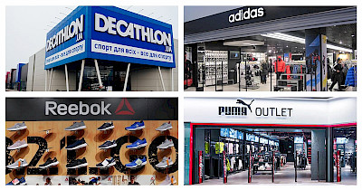Обзор sport & outdoor: Decathlon, Puma Outlet, Adidas, Reebok и другие